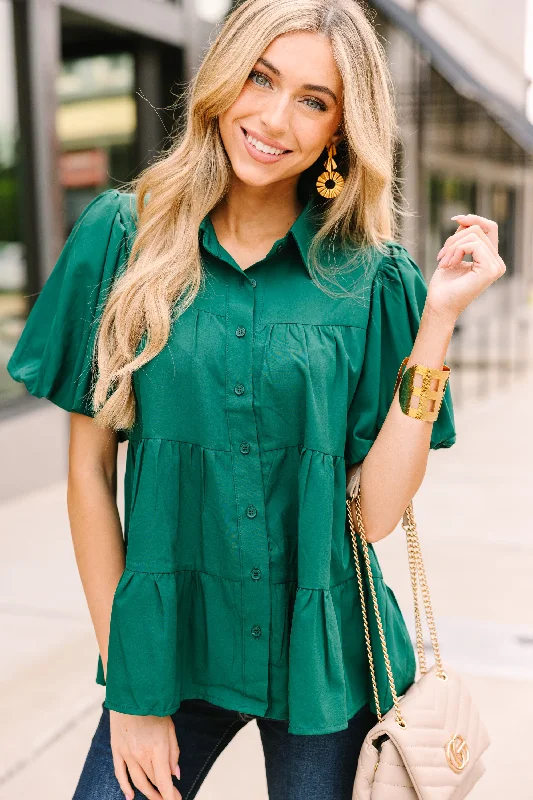 All For The Love Emerald Green Babydoll Top