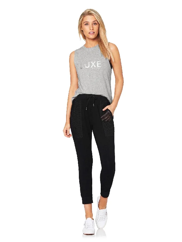 LILLY 3/4 MESH POCKET PANT - BLACK