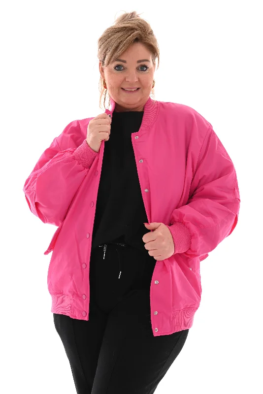 Silky bomber jas fuchsia