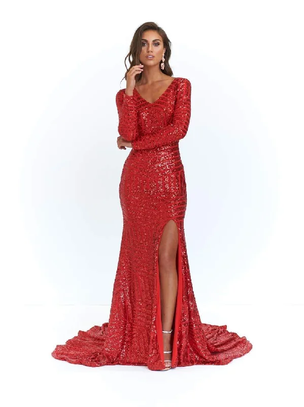 Kaya Sequin Gown - Red