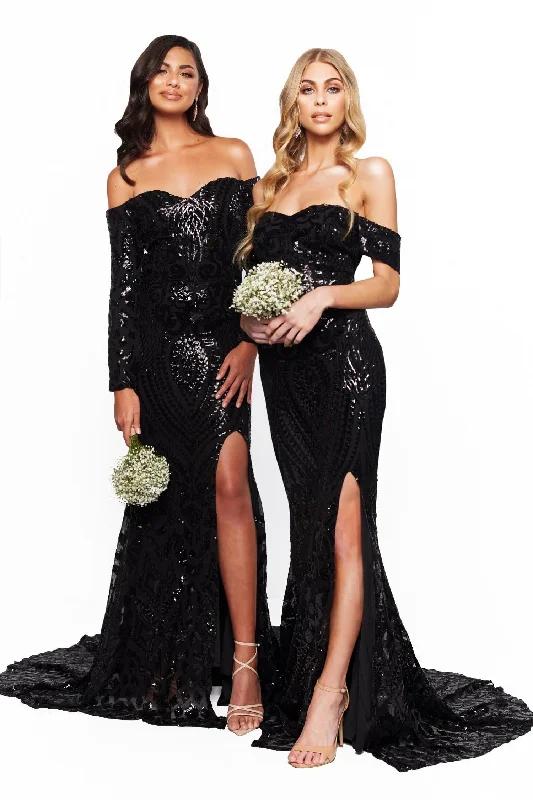 Bridesmaids Amara Sequin Gown - Black