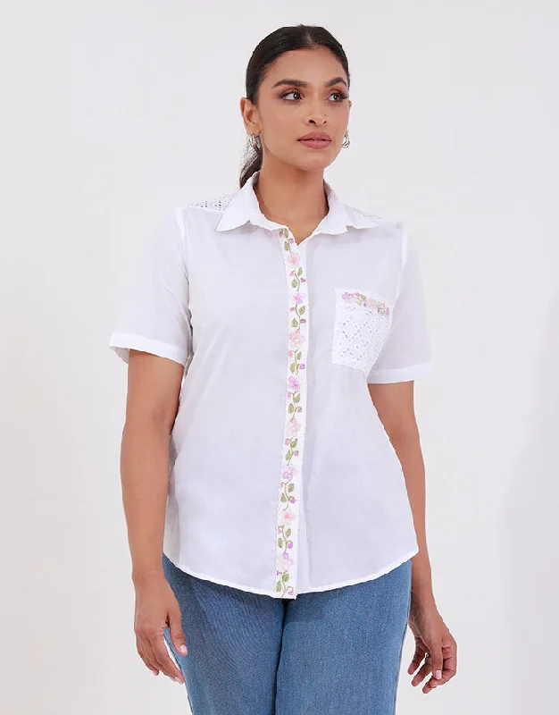 Short Sleeve Blouse with Embroidery