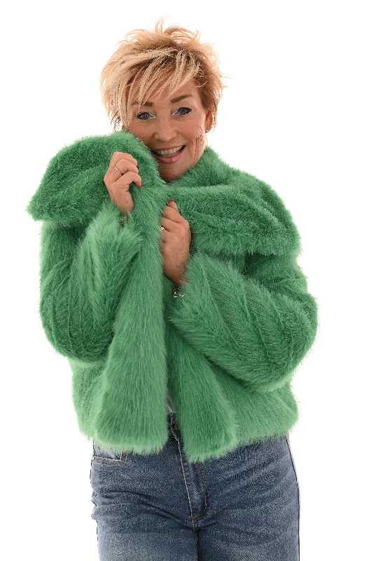 Kort jasje Fake fur lichtgroen