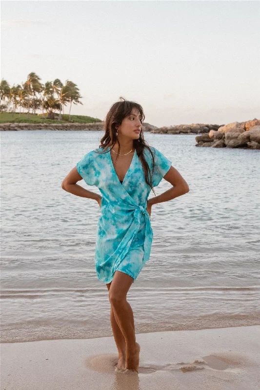 Aquarelle Tie Dye Mini Wrap Dress