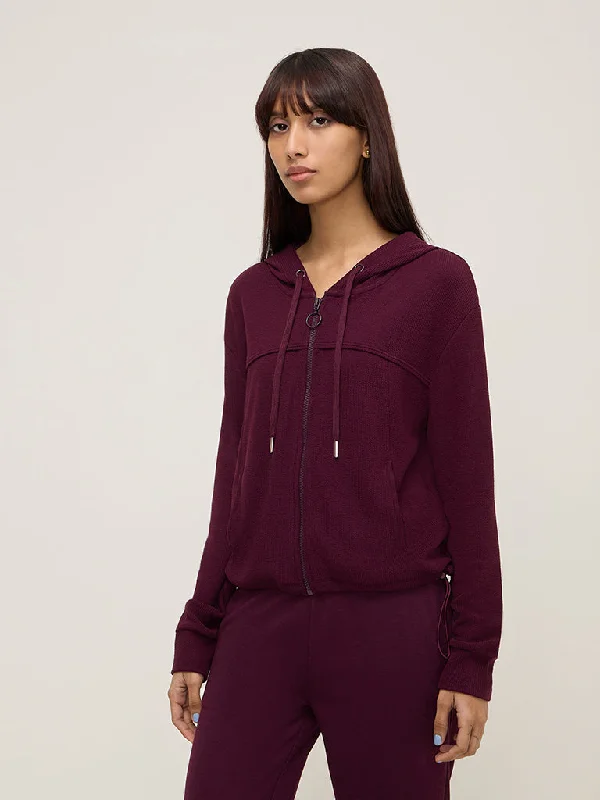 Studiofit Wine Self-Textured Cotton-Blend Jacket