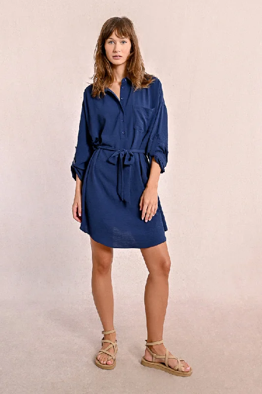 Molly Bracken Belted Navy Blue Dress