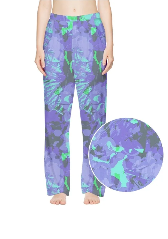 Splattered Purple Ink Print Casual Pants