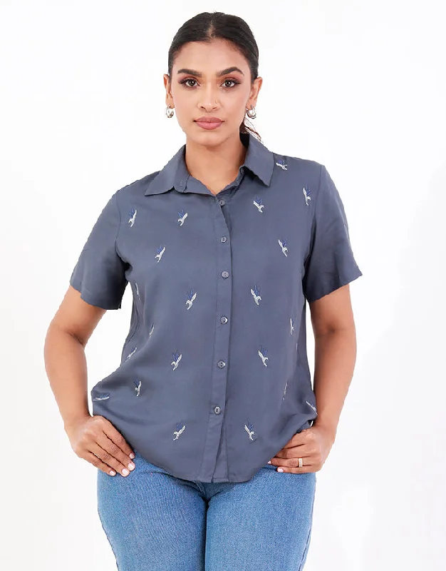 Short Sleeves Blouse with Embroidery