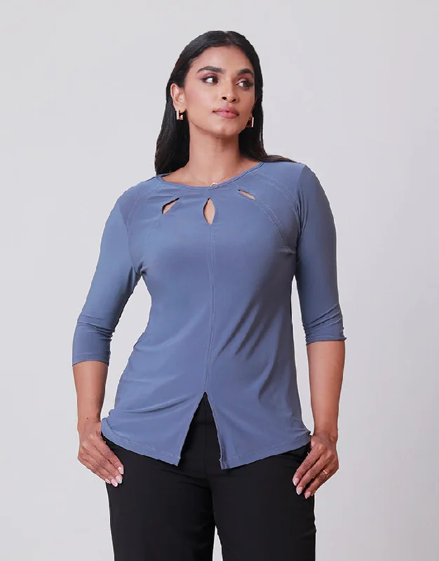 ¾ Sleeves Top with Keyhole Detail