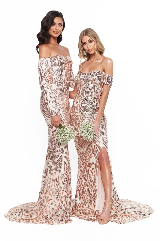 Bridesmaids Isidora Sequin Gown - Rose Gold