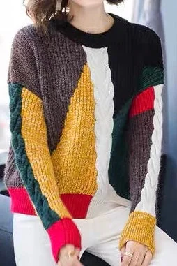 Color Block Wool Sweater