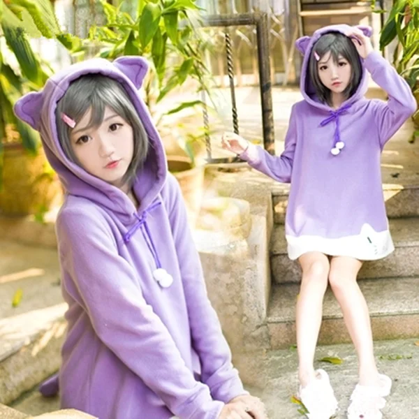 Neko Cat Ears Purple Hooded AD10168