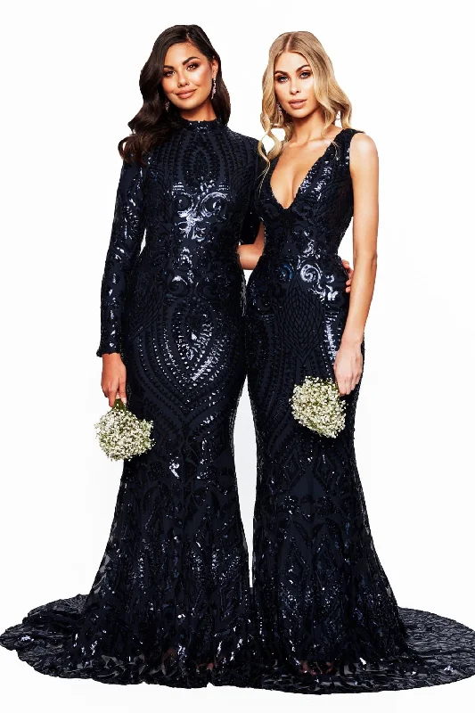 Bridesmaids Cosimia Sequin Gown - Navy