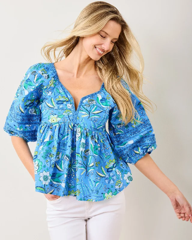 Painter's Garden - Jasmine Blouse - Cobalt Blue