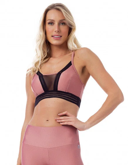 Rose Mesh Top - Black/Rose