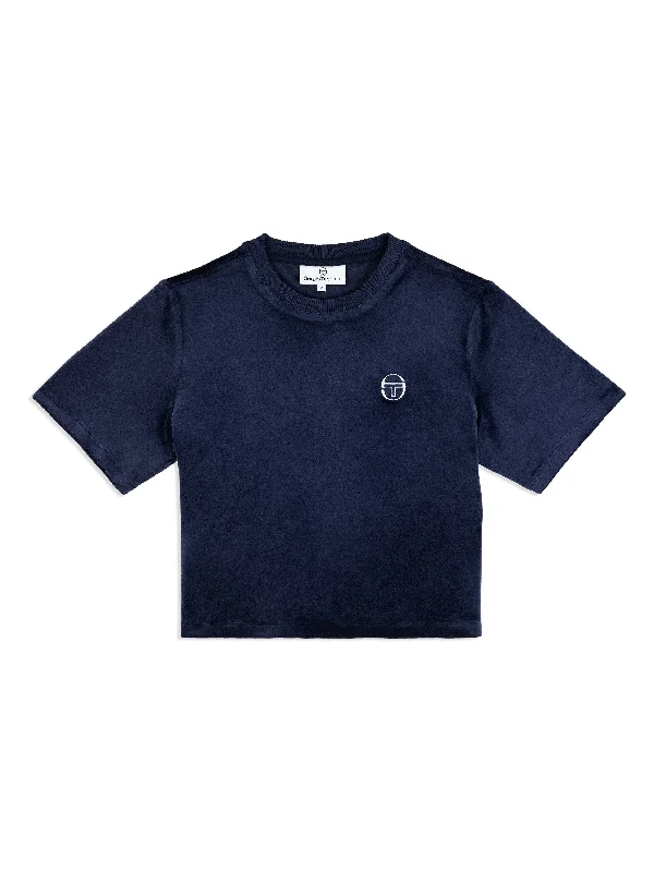 Adele Velour T-Shirt- Maritime Blue