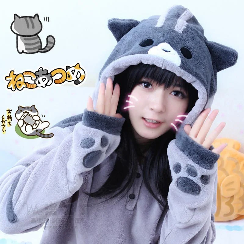 Neko Atsume Grey Hoodie AD10167