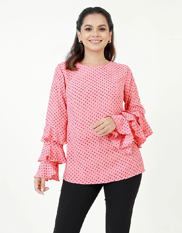 Polka Dotted Blouse with Layered Sleeves