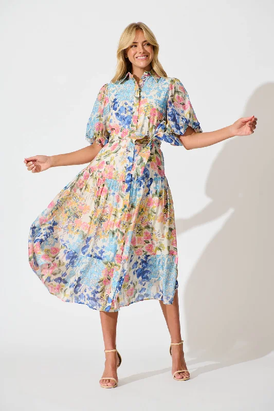 Rosina Maxi Shirt Dress in Vintage Floral Print