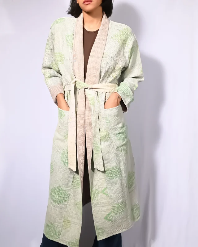 Multicolor Kantha Long Kimono