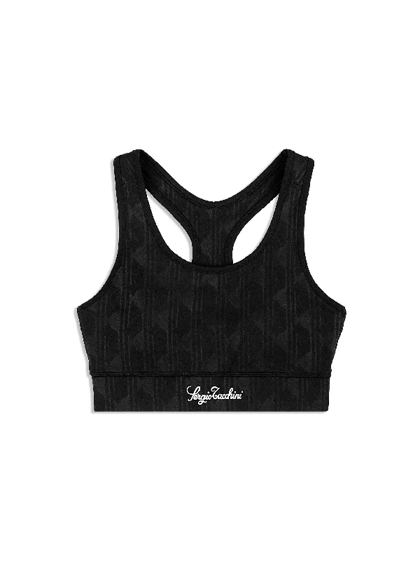 Viano Printed Sports Bra- Black Beauty