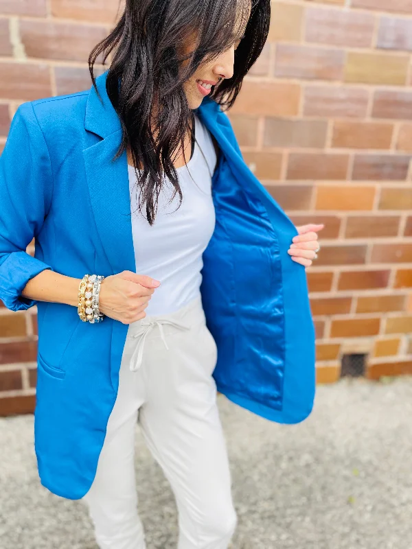 Classic Blue Open Front Blazer