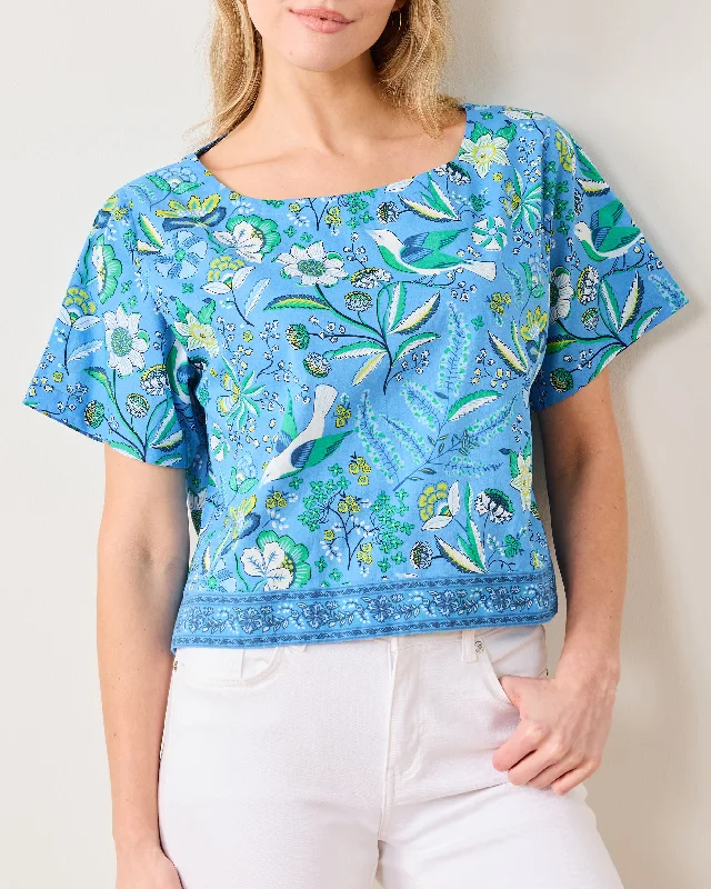 Painter's Garden - Carry On Cropped Top - Cobalt Blue