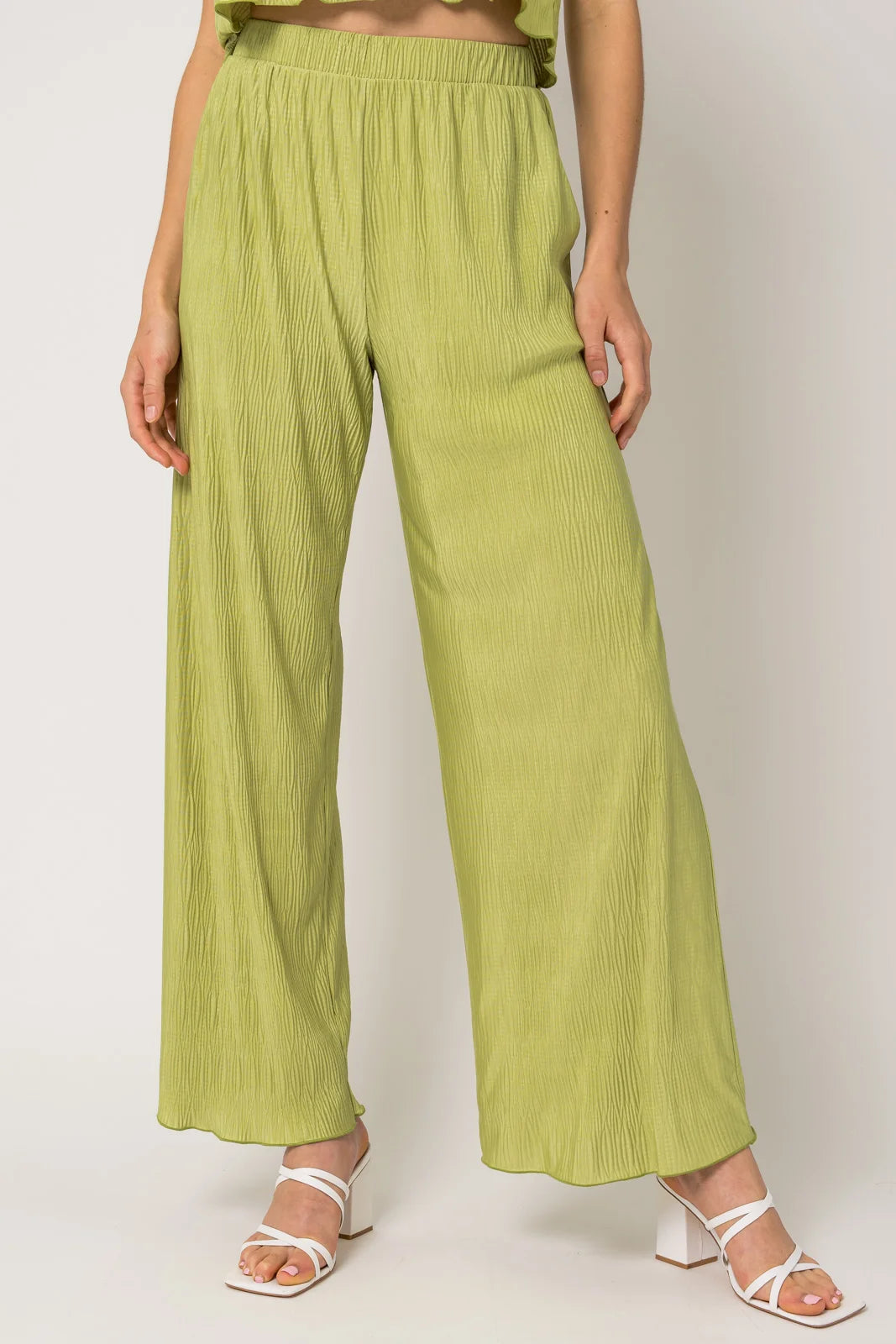 Plisse Elastic Waist Band flowy Pants