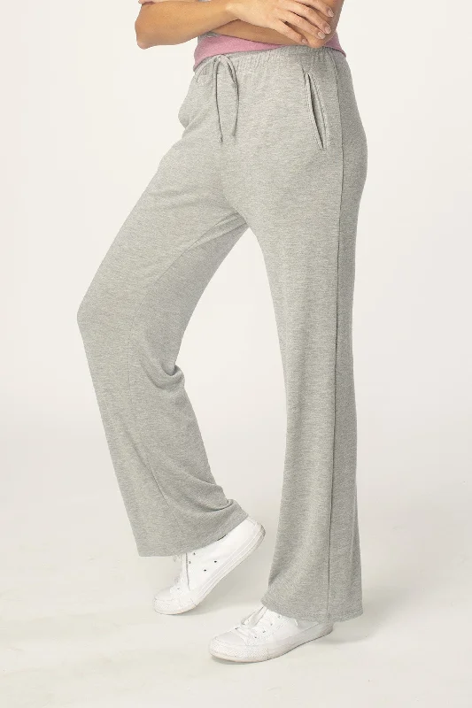 Heather Grey Hacci Wide Leg Pants