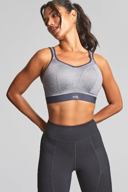 Non Wired Sports Bra In Charcoal Marl - Panache