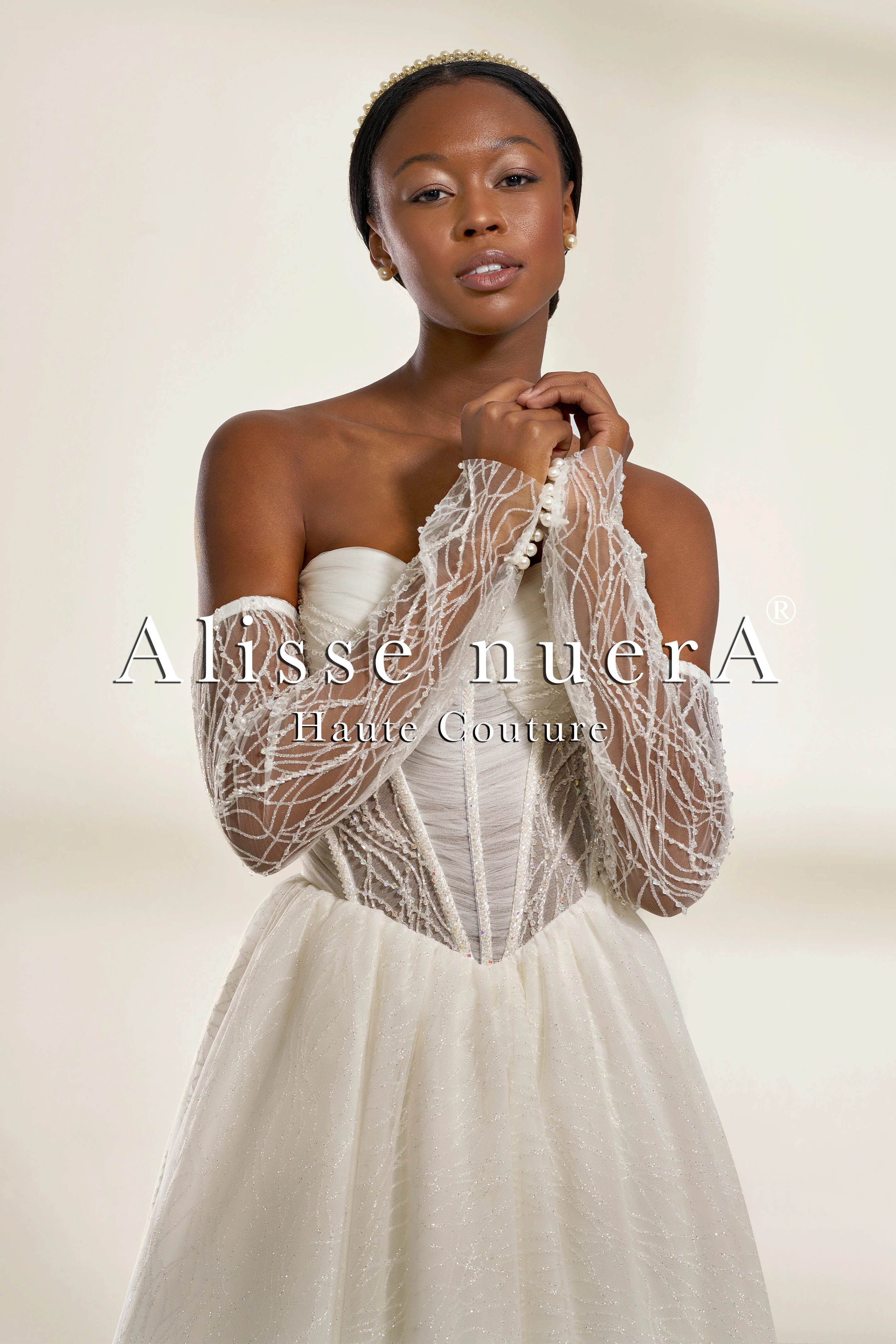 Corset Style A Line Wedding Dress with Detachable Sheer Sleeves and Embellishments