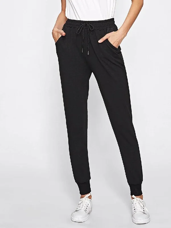 Drawstring Waist Pocket Side Sweatpants