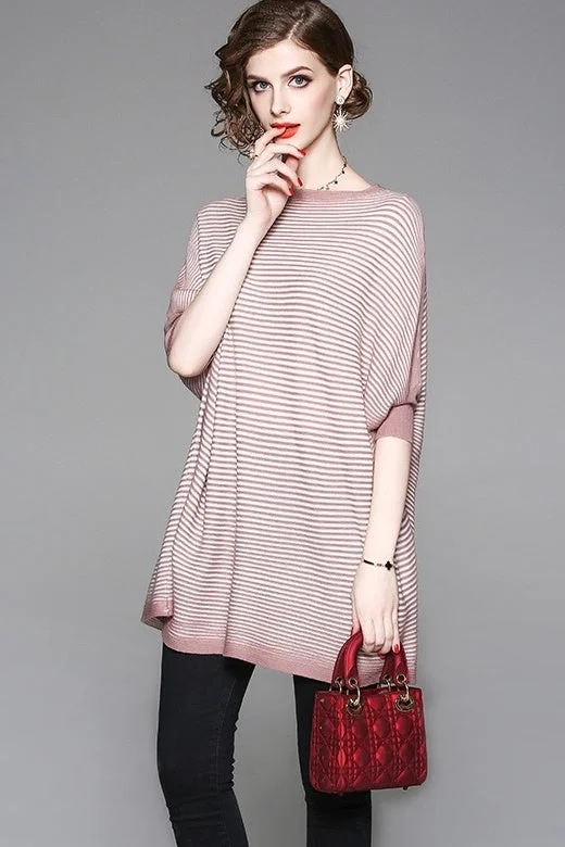 Striped Dolman Sleeve Wool Sweater