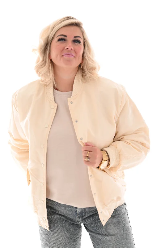 Silky bomber jas beige