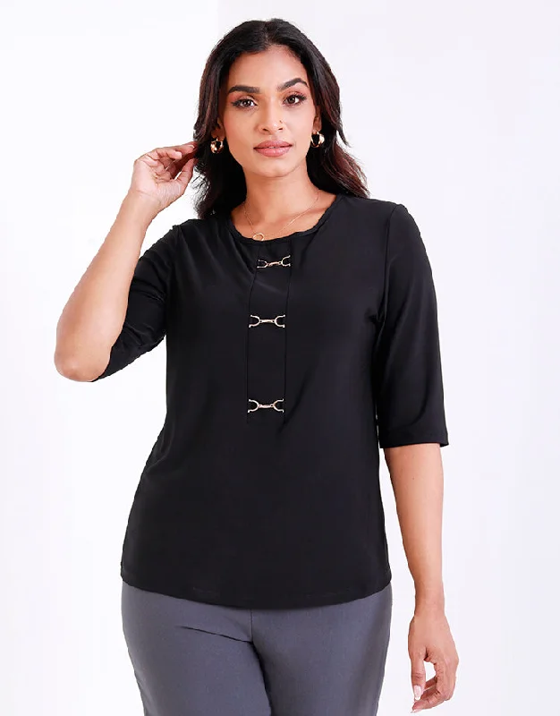 ¾ Sleeves Top with Embellishment