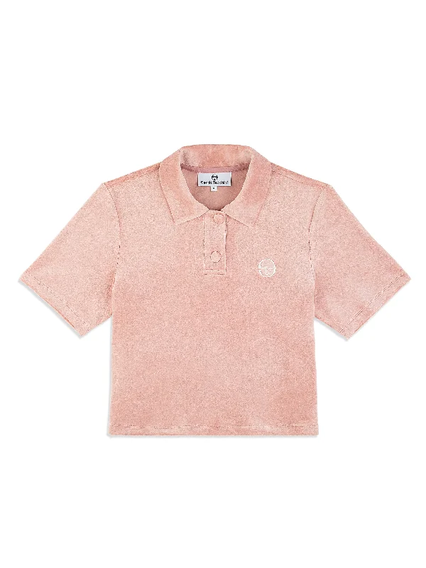 Adele Velour Polo- Pale Mauve