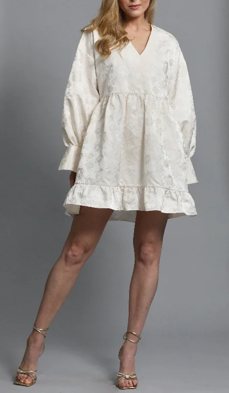 Mini smock dress in textured jacquard