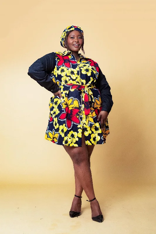 Debby Ankara Shirt Dress | Yellow and Red African Print