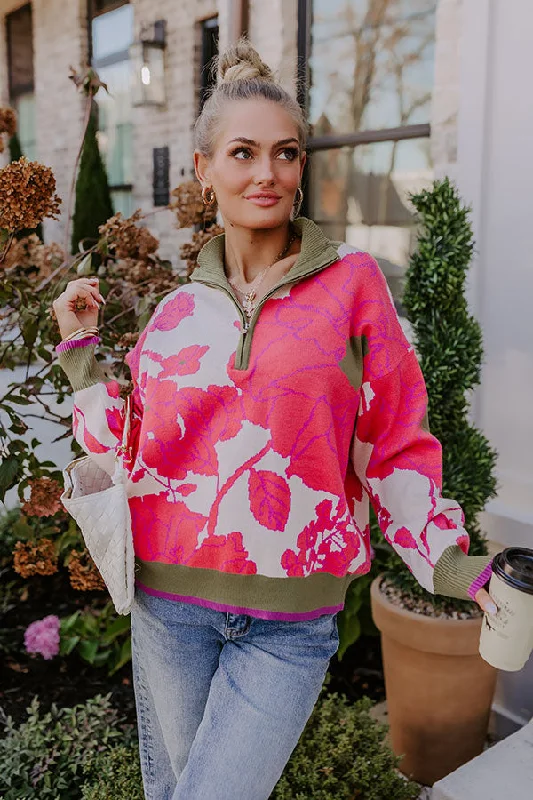 Cider And Sunsets Floral Sweater in Pink