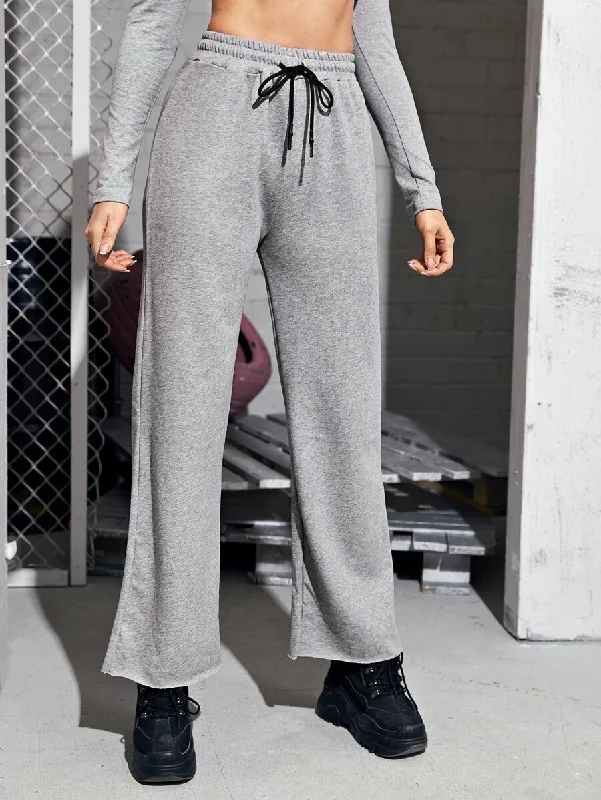 Drawstring Waist Wide Leg Sweatpants