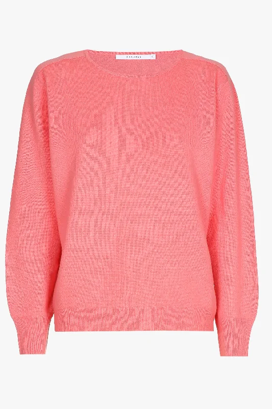 pink flowing cashmere sweater