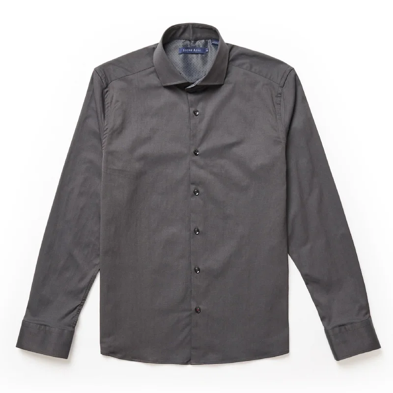 Charcoal Solid Woven Drytouch Shirt