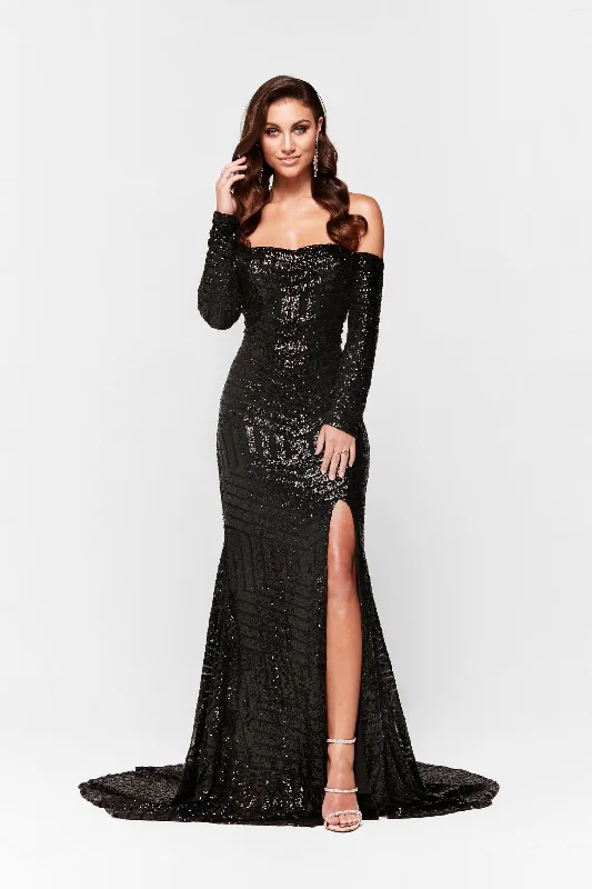 Jade Sequin Gown - Black