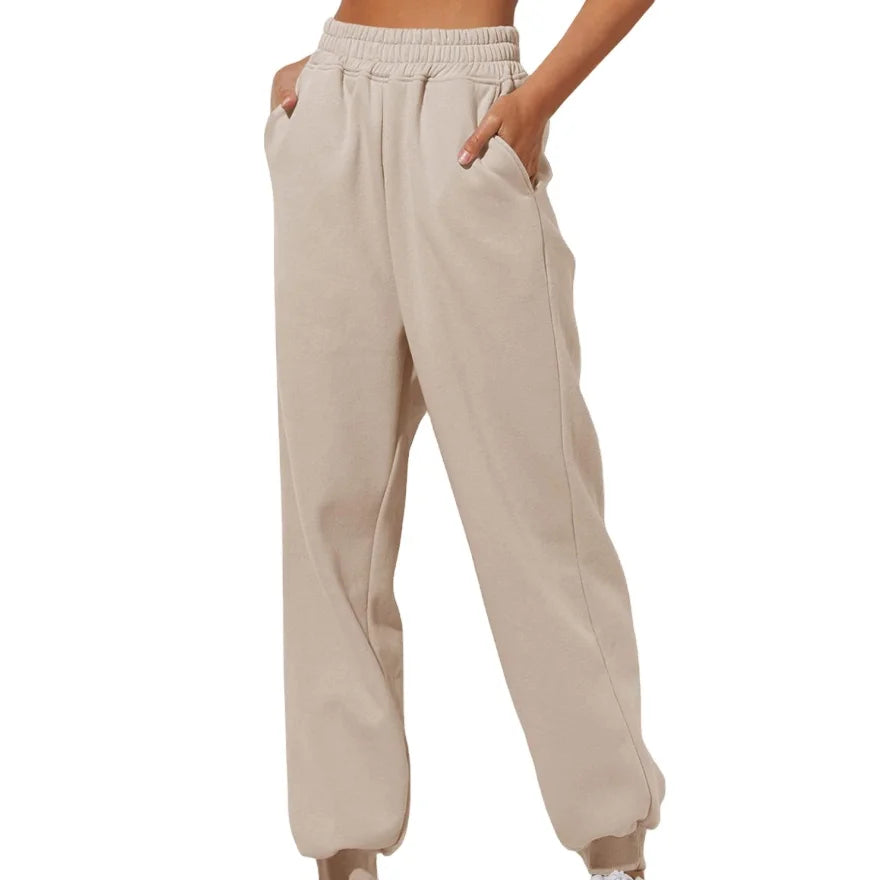 Women's high waist loose sweatpants Comfortable high belt pocket jogging pants casual sweatpants