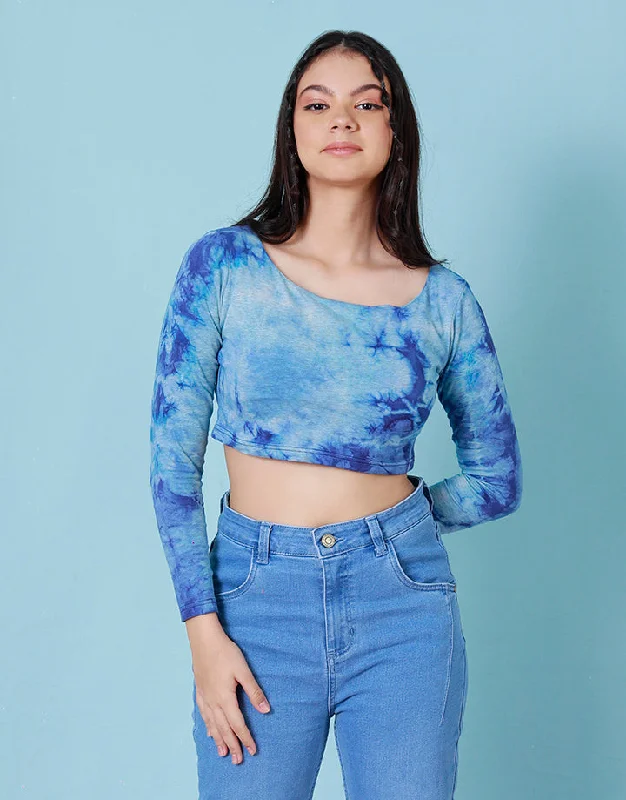 Printed Long Sleeves Crop Top