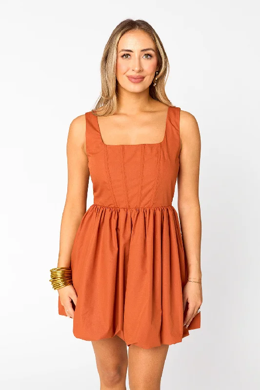 Heidi Mini Dress - Burnt Orange