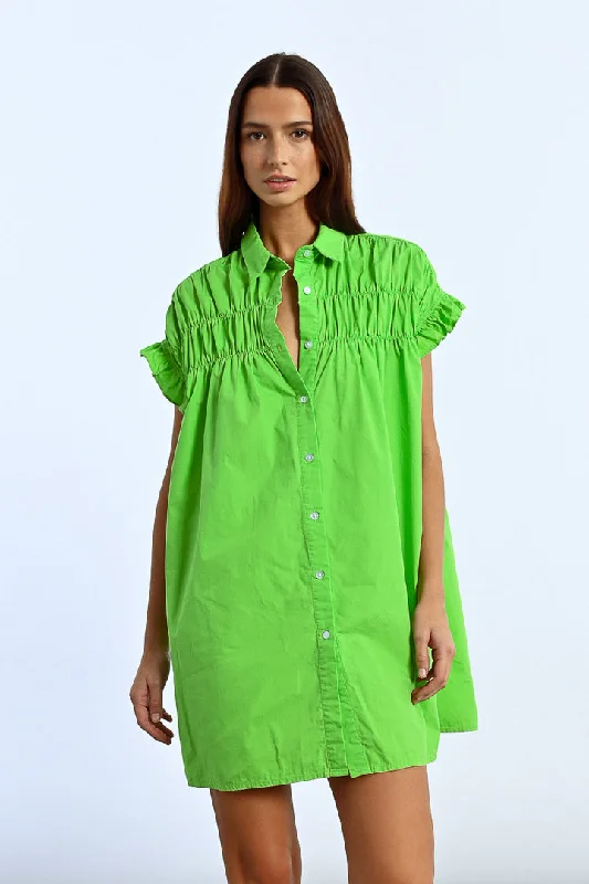 Lili Sidonio Green Ruffle Sleeved Dress