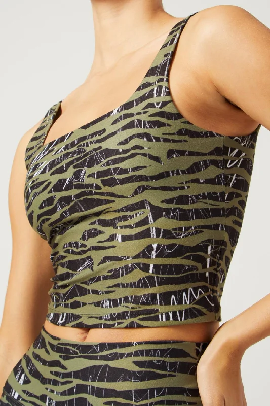 Thalia Cropped Tank Downtown Zebra Olive