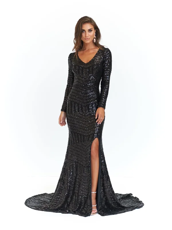 Kaya Sequin Gown - Black