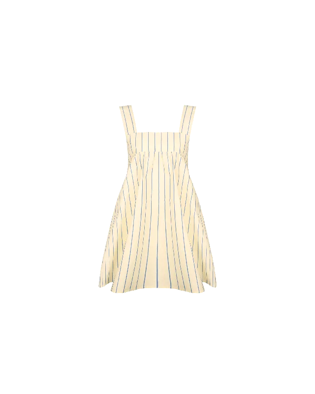 MARGIE TIE MINI DRESS BUTTER NAVY STRIPE